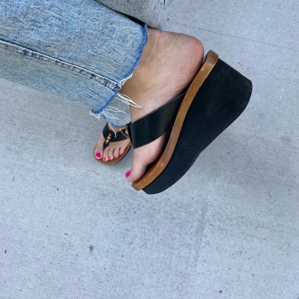 Vintage BONGO 90s wooden platform sandal - Picture 6 of 8